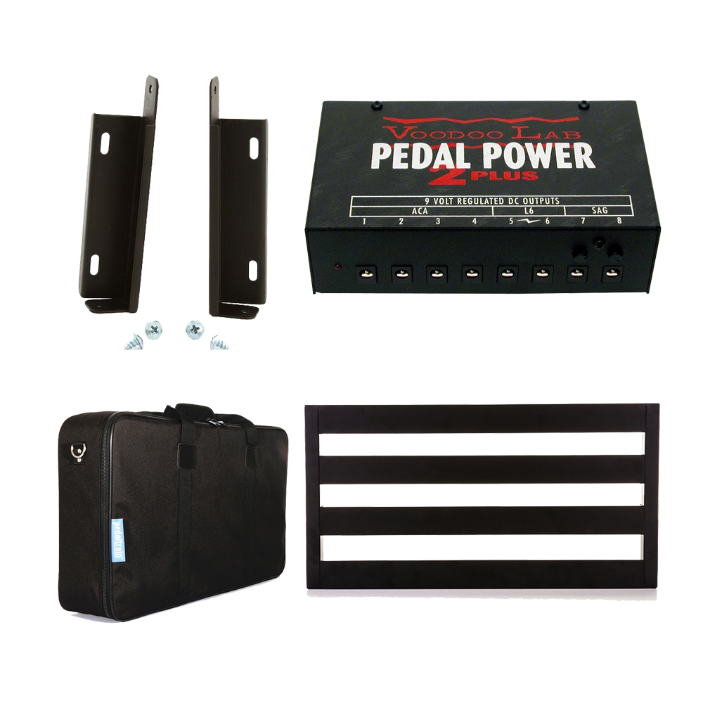 Pedaltrain Classic 2 Pedaboard With Voodoo Lab Mounting Kit Pedal Power 2 Plus Power Supply Soft Case