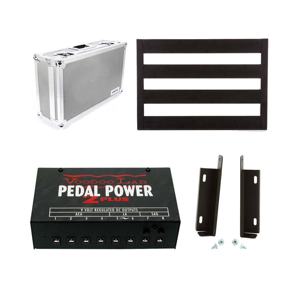 Pedaltrain Classic Junior Pedalboard with Voodoo Lab Mounting Kit, Pedal  Power Plus Power Supply,  Tour Case