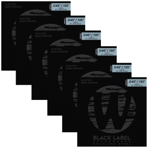 6 pack of warwick black label 5 string bass set stainless steel low b medium 45 135 bu warw 40301m5b