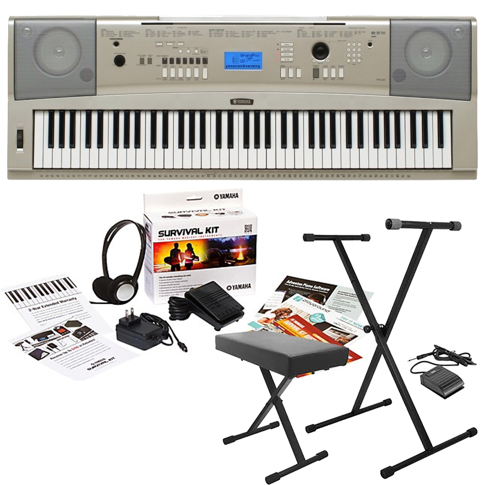 Yamaha Ypg 235 76 Key Keyboard With Survival Kit D2 Stand Bench And Sustain Pedal