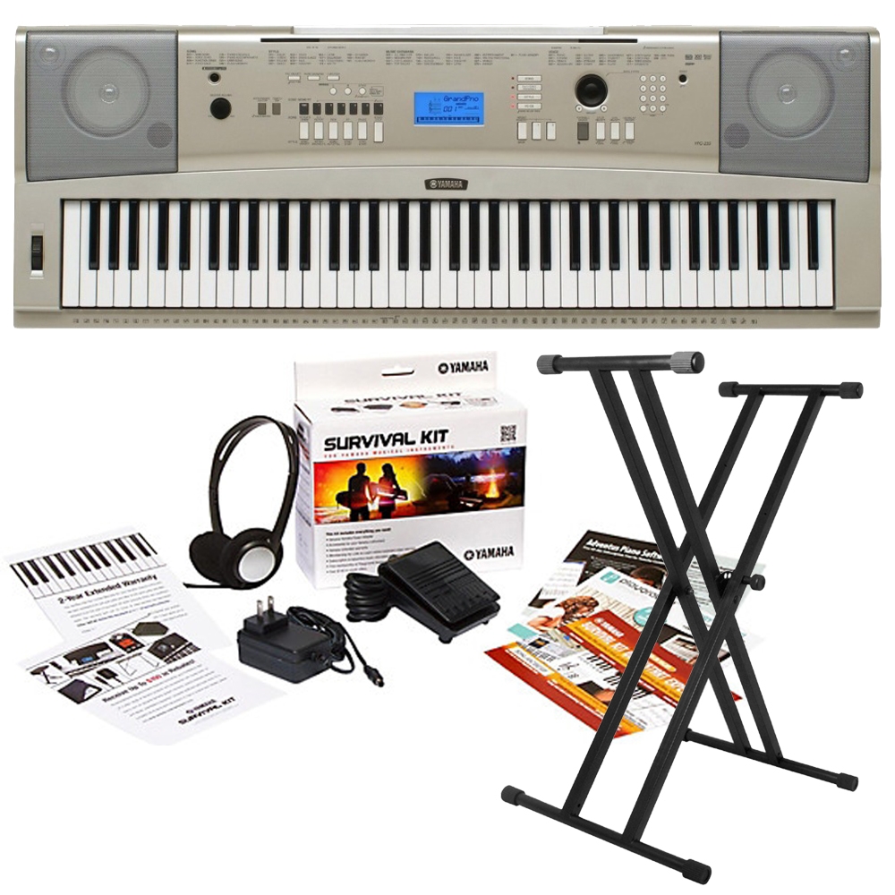 Yamaha Ypg 235 76 Key Keyboard With Survival Kit D2 And Stand