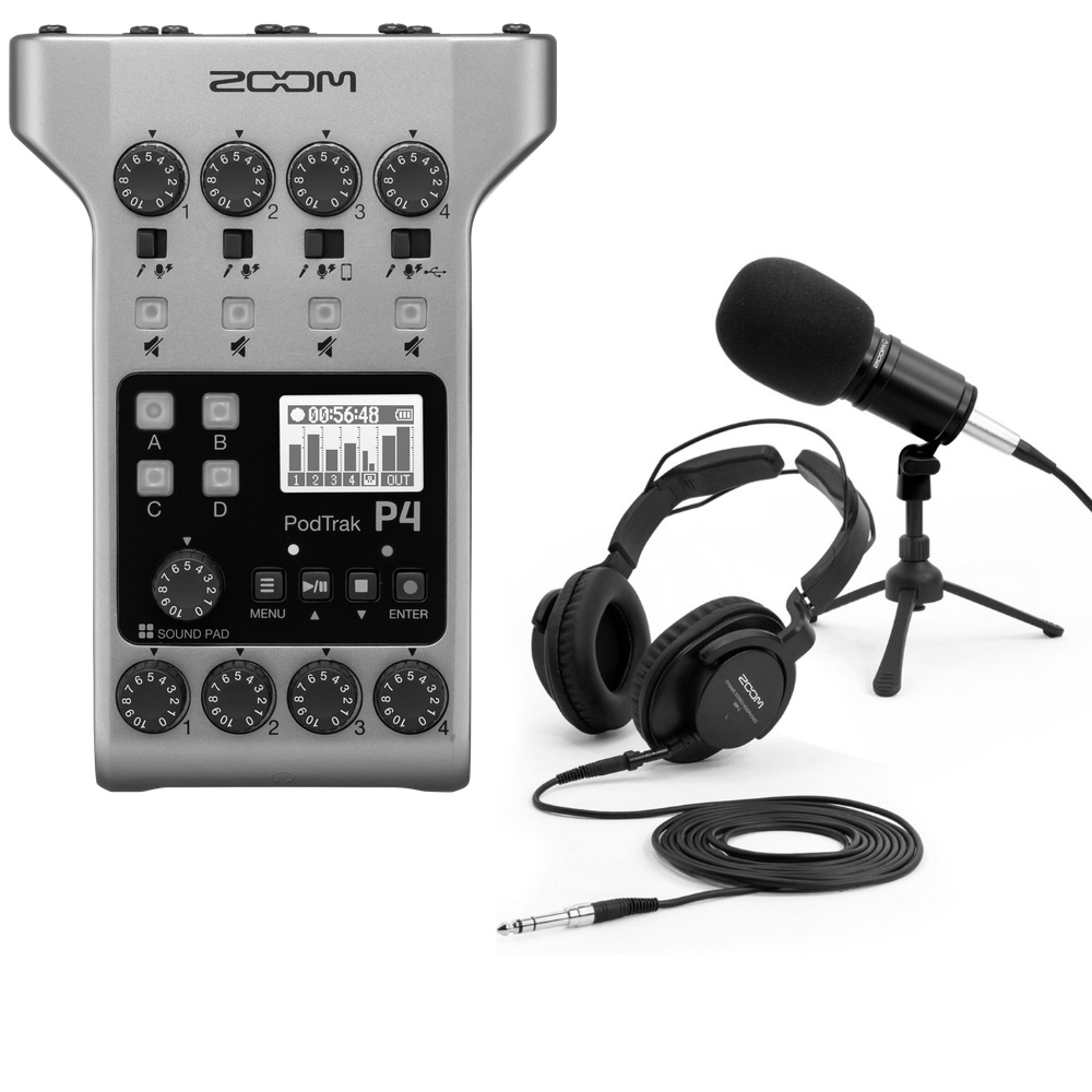 Sprede Turist Stænke Zoom PodTrak P4 4-Input Ultimate Podcast Recorder w/ ZDM-1 Podcast Mic Pack