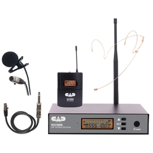 cad audio wx1000bp uhf wireless body pack microphone system w 2 mics guitar cable