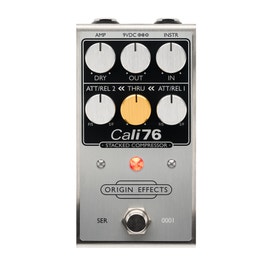 origin effects cali76 stacked dual stage compressor guitar effect pedal brushed aluminum silver