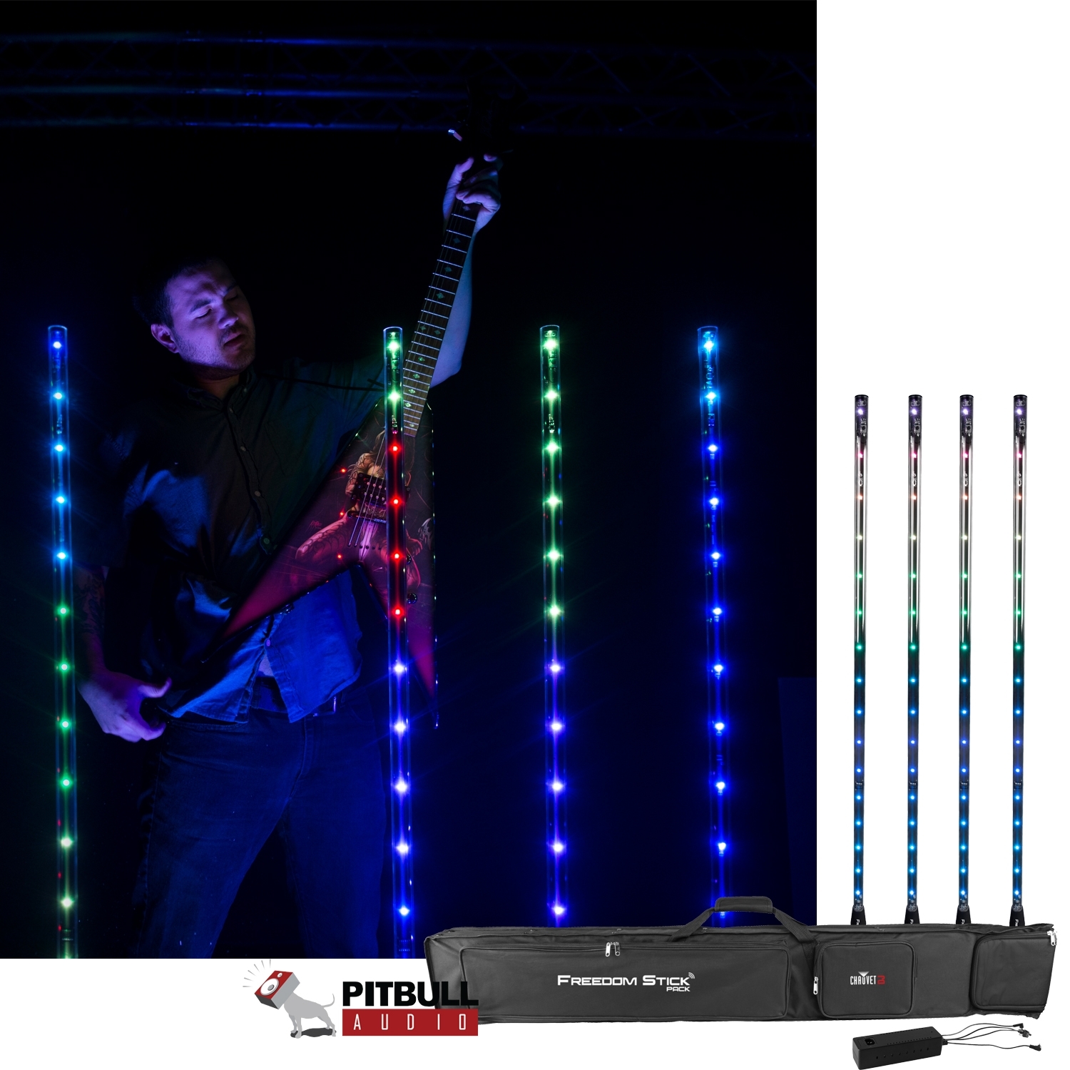 Chauvet Freedom Stick Dynamic Free Standing Rgb Led Fixture 4 Pack