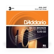 D'Addario EJ10-3D 3-Pack EJ10 80/20 Bronze Acoustic Guitar Strings, Extra Light, 10-47