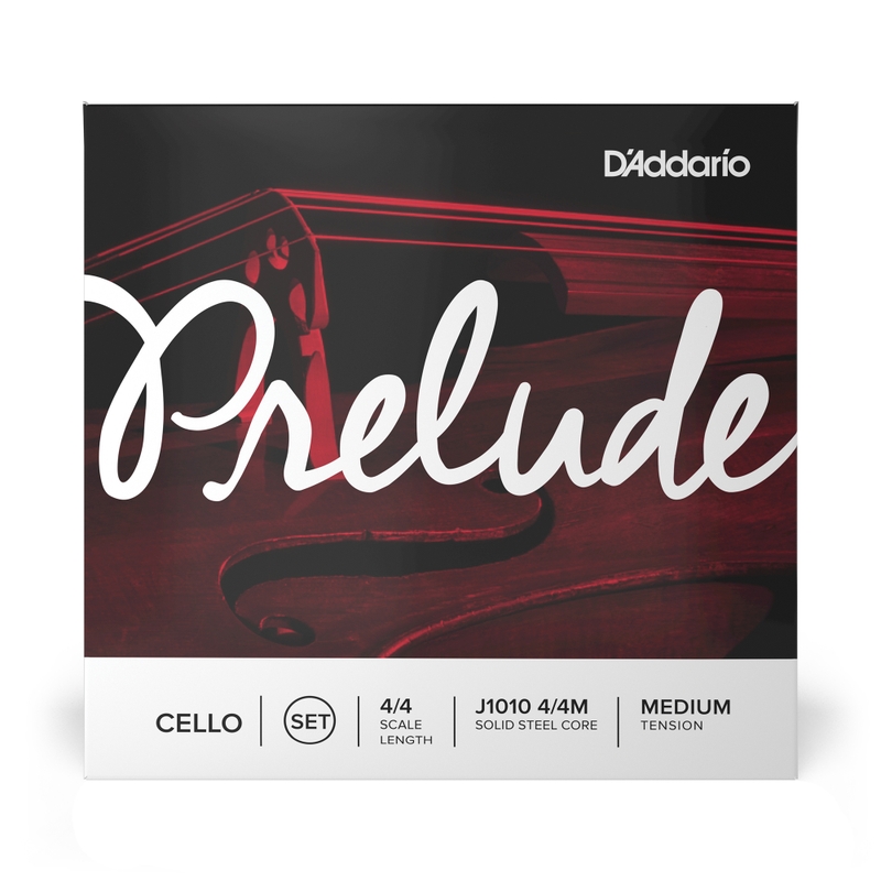 D'Addario J1010 4/4M Prelude Cello String Set, 4/4 Scale, Medium Tension