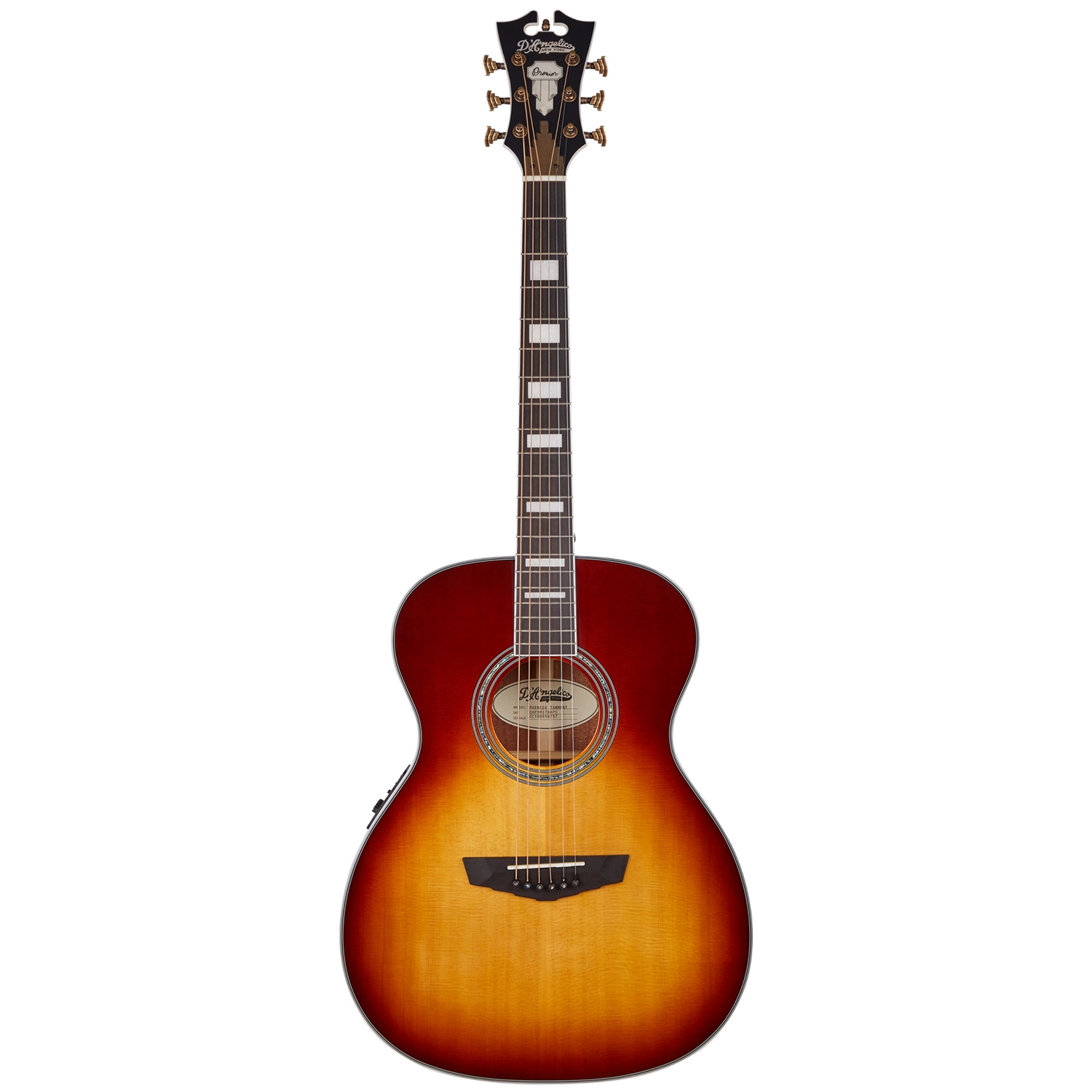 D Angelico Premier Tammany Acoustic Electric Guitar Ovangkol Fretboard Iced Tea Burst