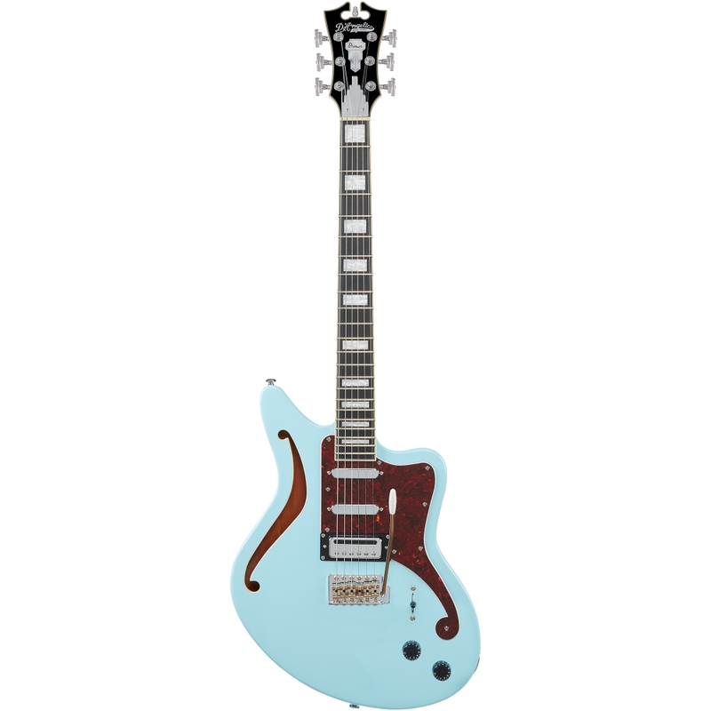 D'Angelico DAPBEDSHSBMCS Premier Bedford SH Semi-Hollow Guitar, Sky Blue