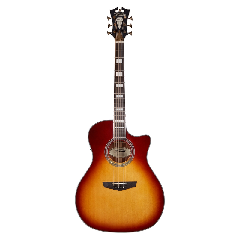D'Angelico Guitars Premier Gramercy Acoustic Electric Guitar, Ovangkol Fretboard, Iced Tea Burst