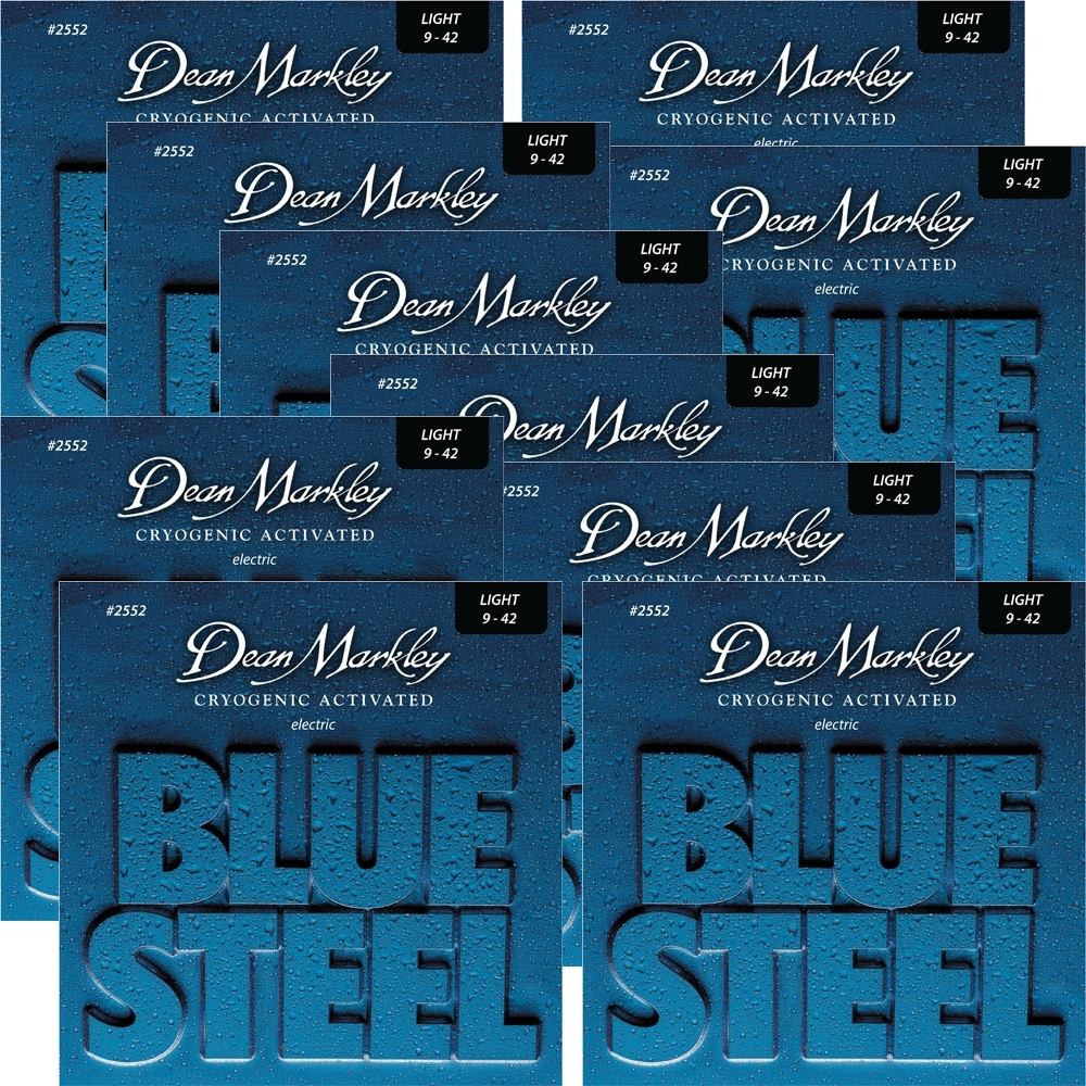 10 Pack Dean Markley 2552 Blue Steel Electric Guitar Strings Light 9 42