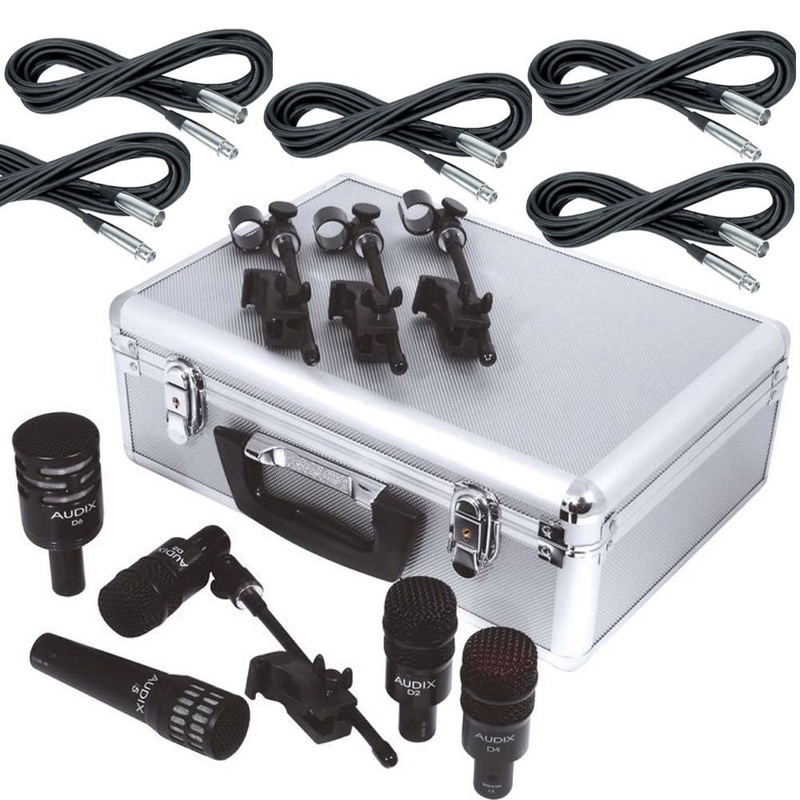 Audix DP5A 5-Piece Drum Microphone i5 D4 D6 D2 Set Mic Kit w/ 20ft Mic Cables