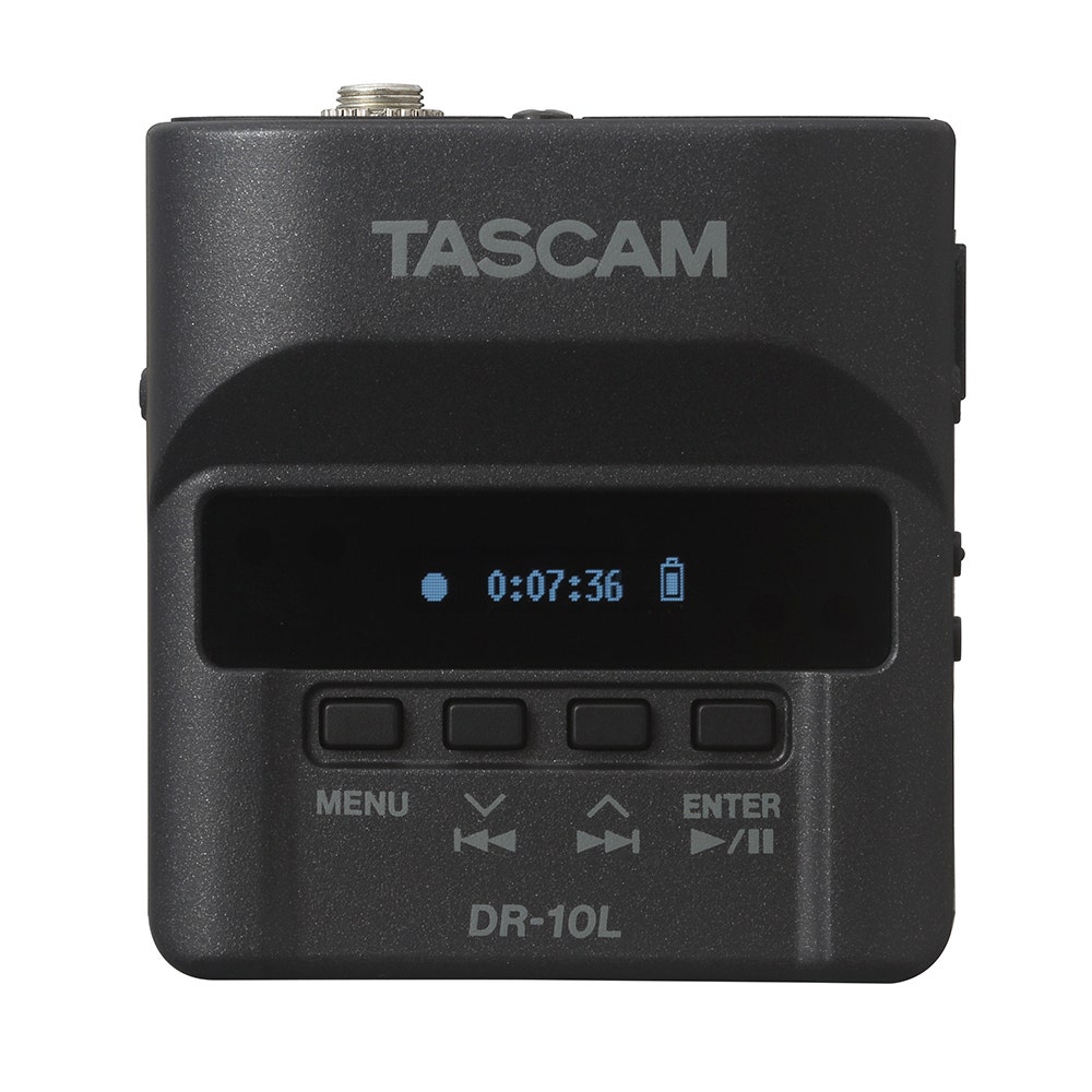 Black Tascam DR-10L Digital Audio Recorder with Lavalier Mic 