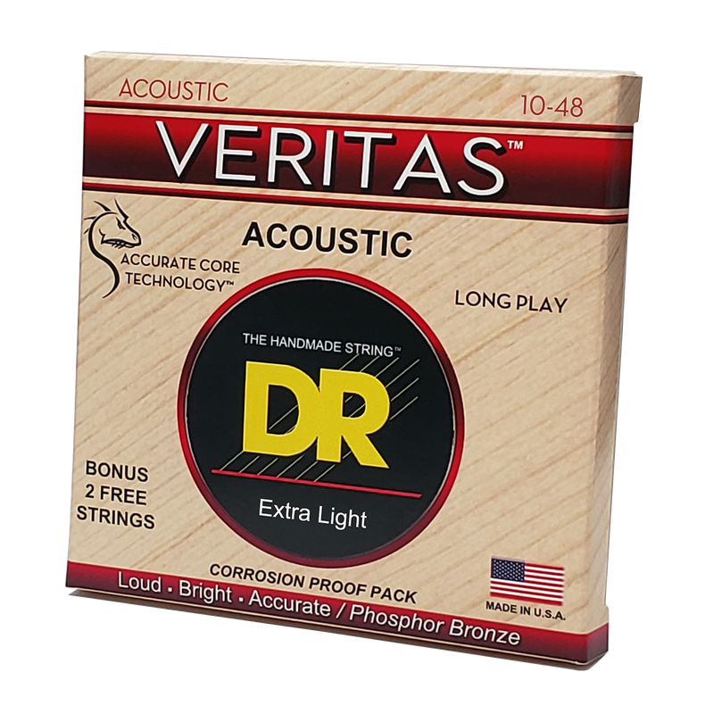 DR Strings Veritas Coated Core Technology Acoustic Guitar Strings: Extra Light 10-48
