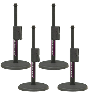 4 pack on stage stands ds7200qrb quick release adjustable desktop microphone stand in black