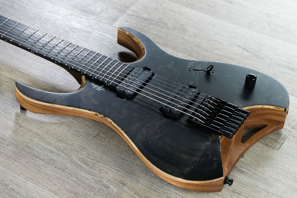 Mayones Hydra Elite 7 - 7-String Headless Electric Guitar, Ebony Fingerboard, Deluxe Gig Bag - Black