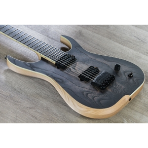 skervesen raptor 7 guitar swamp ash top stained figured maple board black graphite burst