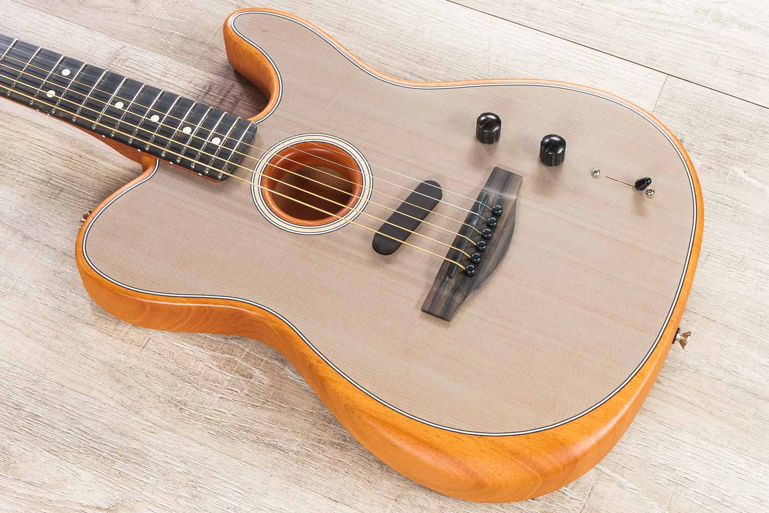 Formation Fjord Filthy Fender American Acoustasonic Telecaster Electric Acoustic Guitar, Sonic Gray