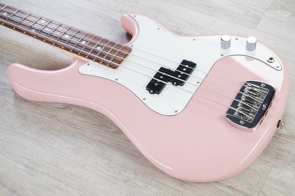 G&L USA LB-100 4-String Electric Bass, Caribbean Rosewood Fingerboard, Hard Case - Shell Pink