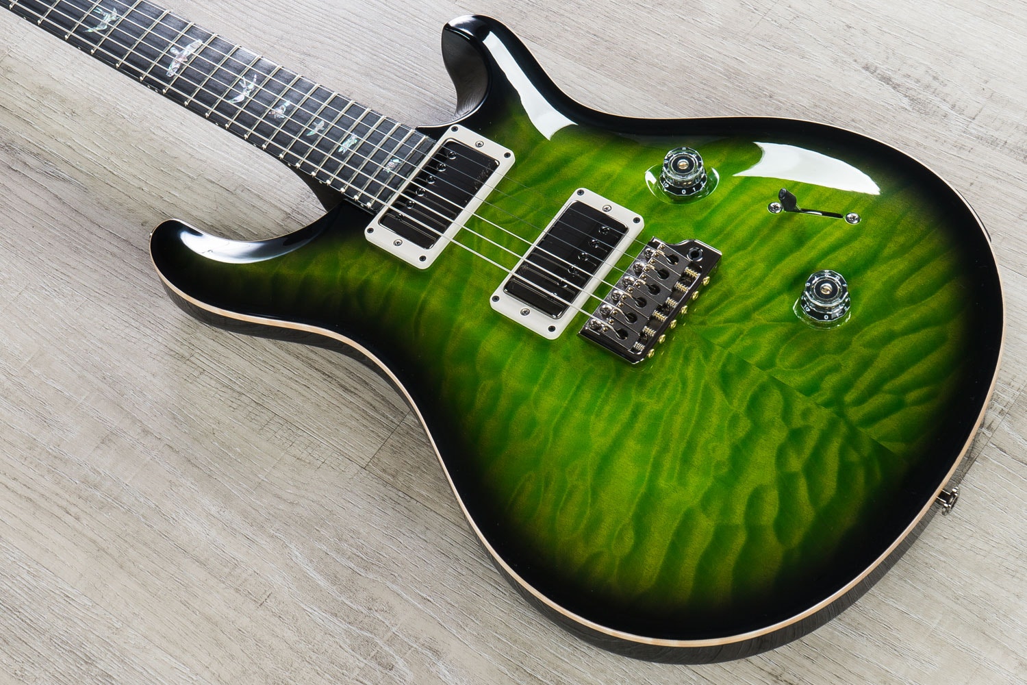 PRS Paul Reed Smith Custom 24 10-Top Guitar, Eriza Verde, Quilt Maple Top,  Korina Back, Ebony Board, Flame Maple Neck, Smoked Black Hardware