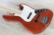 G&L USA JB 4-String Electric Bass, Maple Fingerboard, Hard Case - Red Metal Flake with Blue Headstock