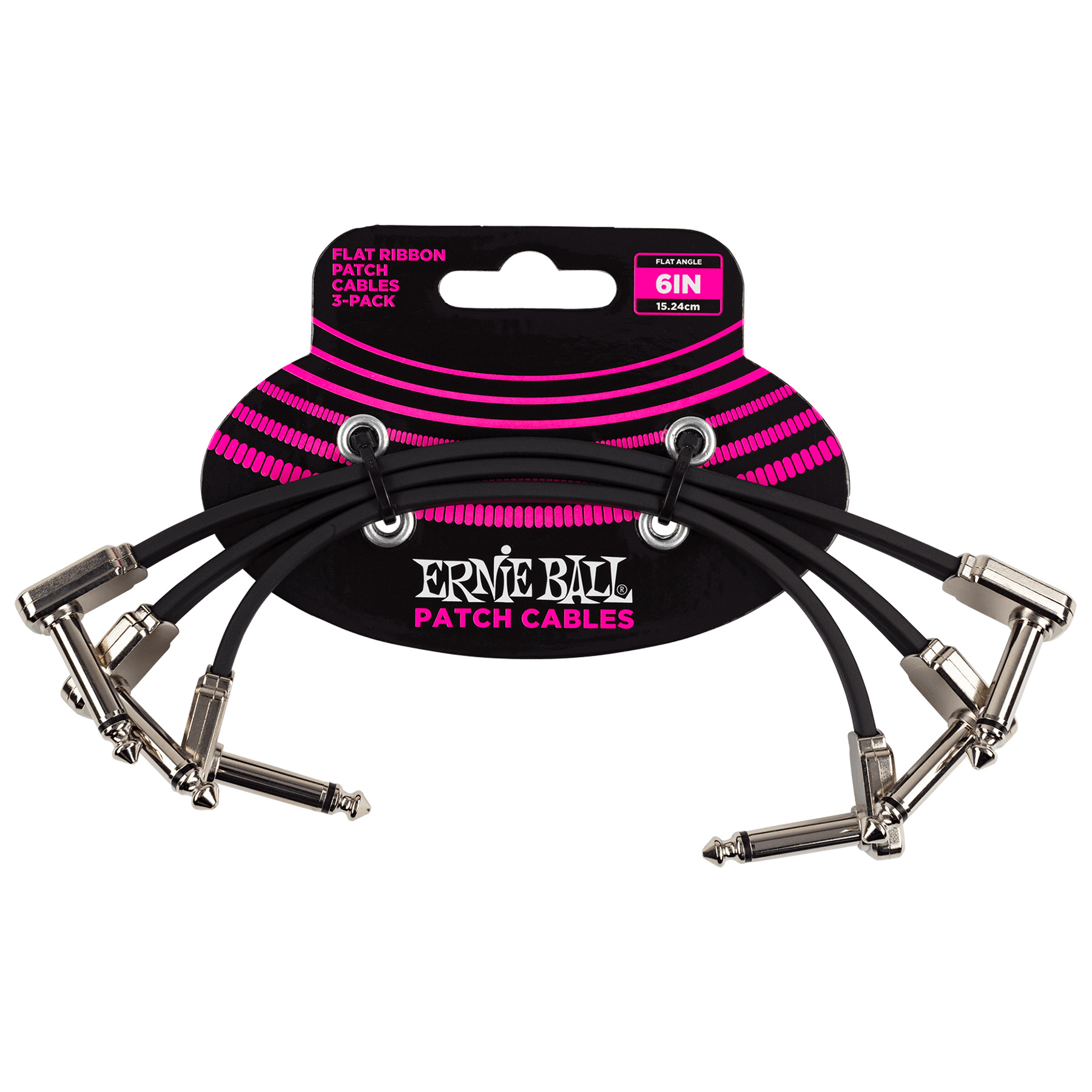 Ernie Ball 6221 6 Flat Ribbon Guitar Effects Pedal Patch Cable 3 Pack