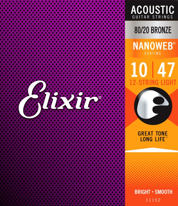 Elixir Nanoweb 80/20 Bronze Light 12 String Acoustic Guitar 11152  6 Sets