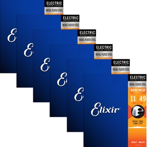 Elixir 12102 Nanoweb Medium Coated Electric Guitar Strings 11-49 (6-Pack)