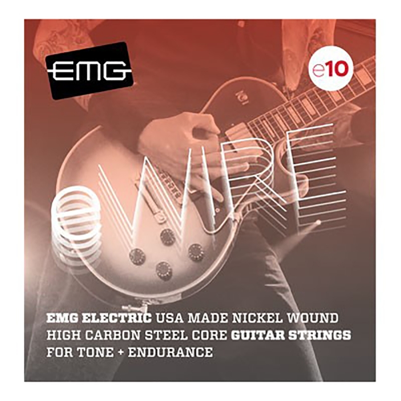 EMG E10 Electric Guitar Strings, Nickel Wound, High Carbon Steel Core (10-46)