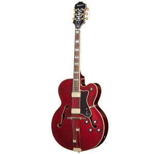 epiphone broadway archtop hollowbody guitar frequensator split trapeze tailpiece wine red