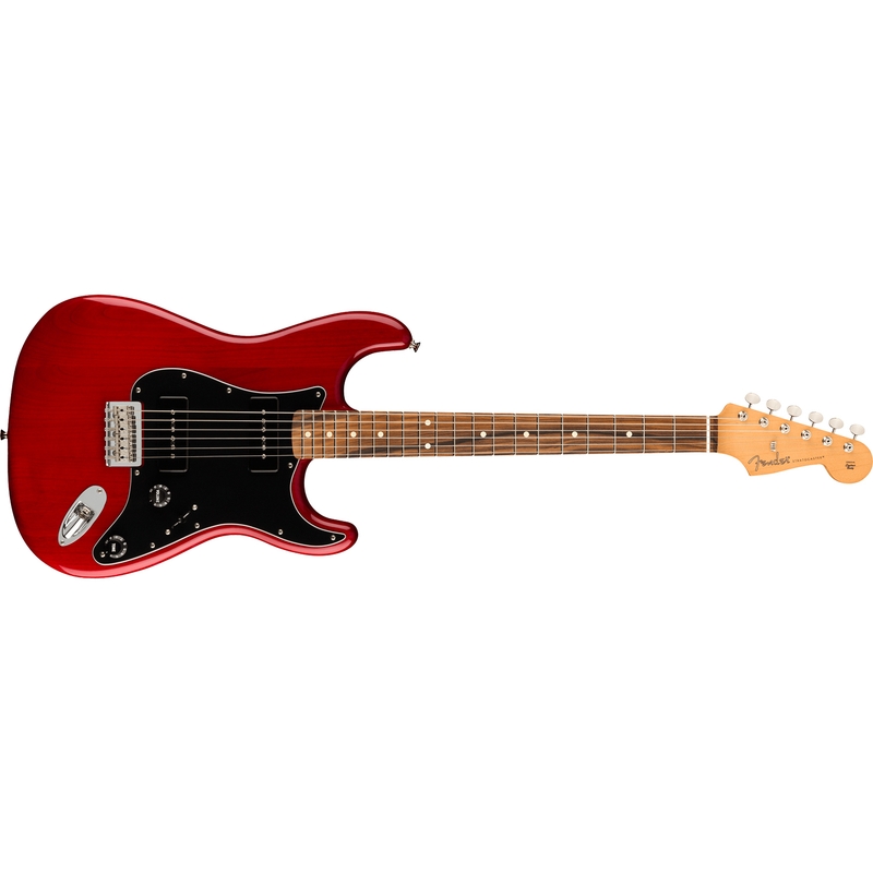 Fender Noventa Stratocaster Guitar, Pau Ferro Fretboard, Crimson Red Transparent