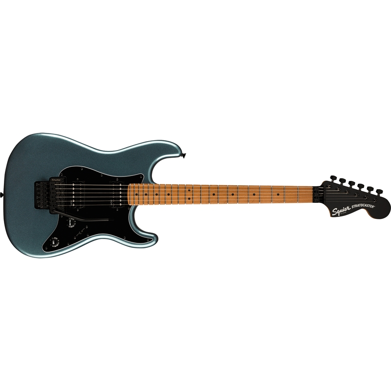 Fender Contemporary Stratocaster HH FR Guitar, Roasted Maple Fretboard, Black Pickguard, Gunmetal Metallic