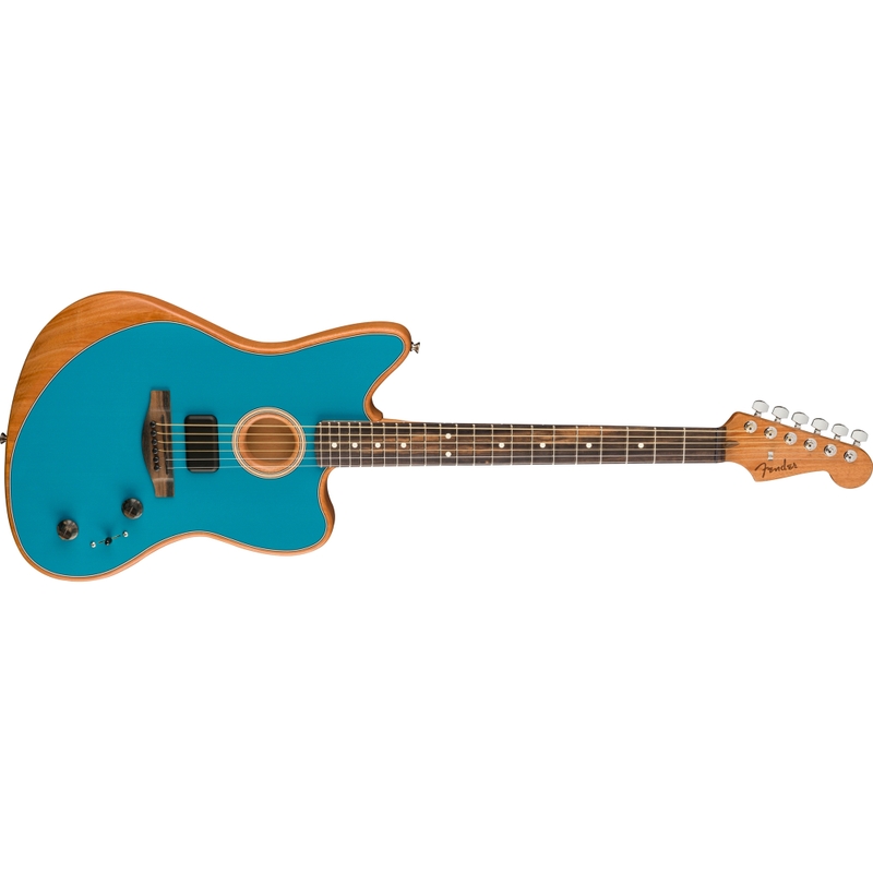 Fender American Acoustasonic Jazzmaster Guitar, Ebony, Ocean Turquoise