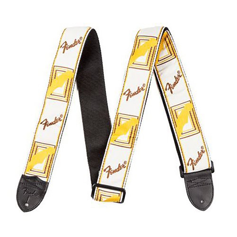Fender 2" Monogrammed White Brown Yellow Electric Guitar Strap