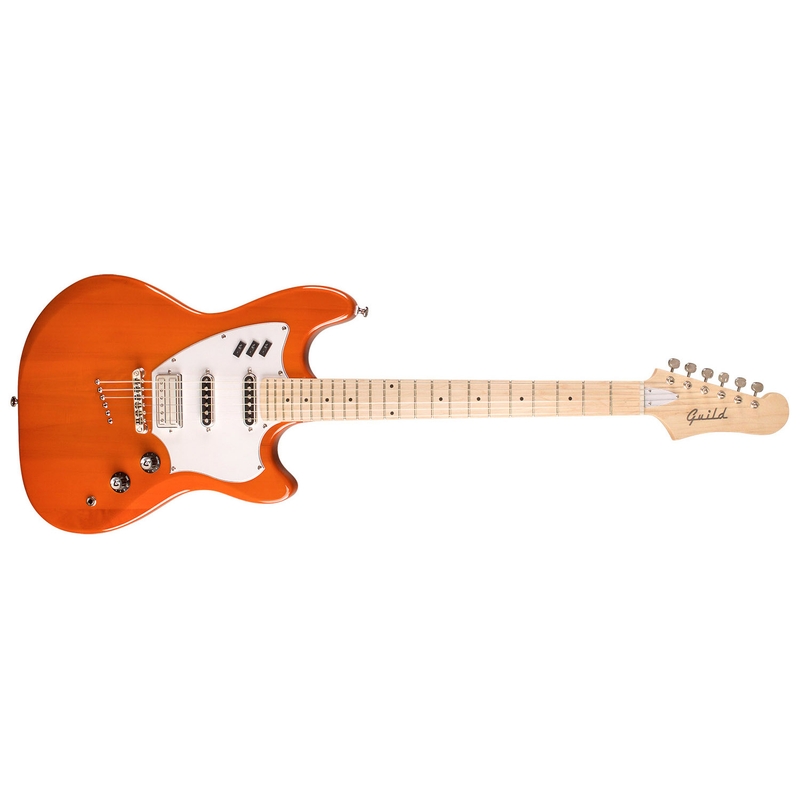 Guild Surfliner Solid Body Electric Guitar, Maple Fretboard, Sunset Orange