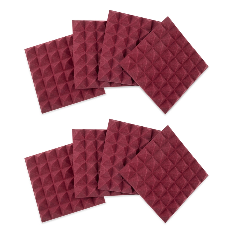 Gator Frameworks 8 Pack of Burgundy 12x12" Acoustic Pyramid Panel