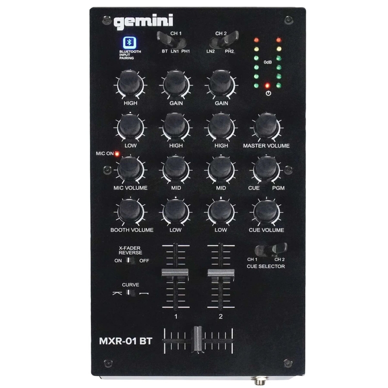 Gemini Sound MXR-01BT 2-Channel Professional DJ Mixer w/ Bluetooth Input