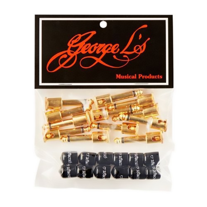 George L's 20044 12-Pack of .155-Type Gold Solderless 1/4" Right Angle Plugs w/ Jackets