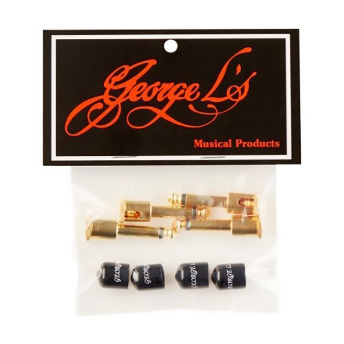 George L's 20043 4-Pack of .155-Type Gold Solderless 1/4" Right Angle Plugs w/ Jackets