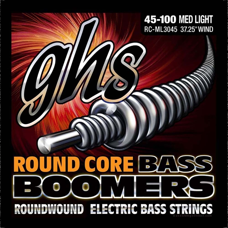 GHS RC-ML3045 Round Core Bass Boomers, 4-String Electric Bass Strings, Medium Light (45-100)