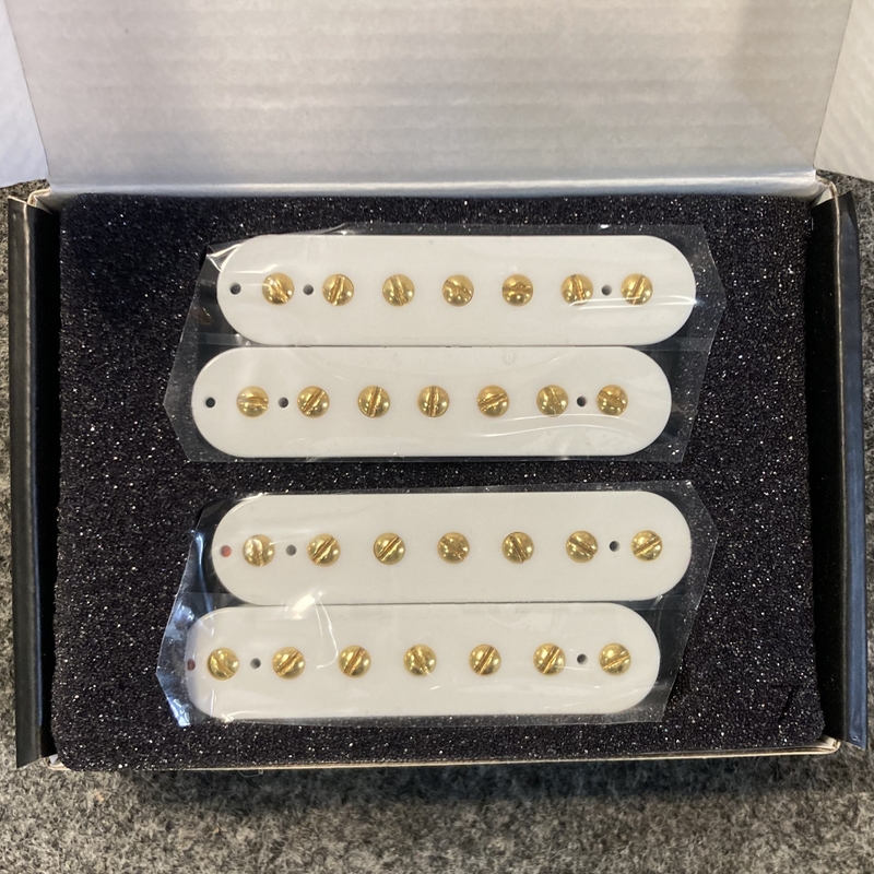 Guitarmory Atlas 7-String Multiscale Guitar Pickup Set, White w/ Gold Screws