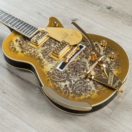 gretsch g6134tg limited edition paisley penguin string thru bigsby guitar gold paisley