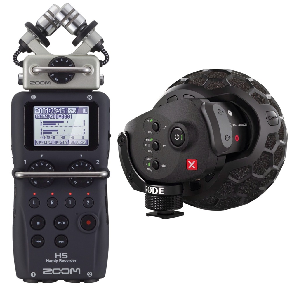 Rode Stereo Videomic X Broadcast Grade Microphone And Zoom H5 Portable Handheld Recorder