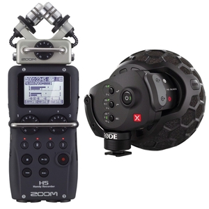 rode stereo videomic x broadcast grade microphone and zoom h5 portable handheld recorder