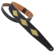 Henry Heller HP23DTW Black Leather Guitar Strap With Cut-Out Diamonds