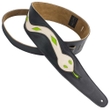 Henry Heller HPCS-01 Black Leather Guitar Strap with Bone White Snake and Green Accents Cutout