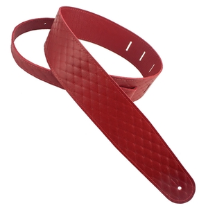 henry heller hql red quilted garment leather guitar strap red