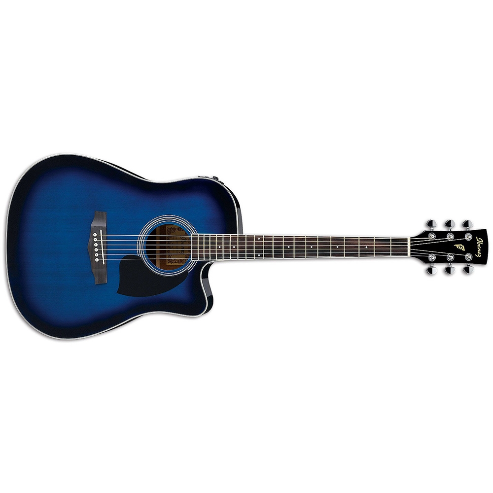 Ibanez Pf15ece Tbs Acoustic Electric Guitar In Transparent Blue