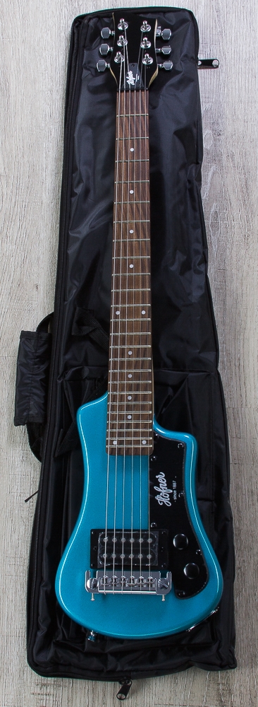 Hofner Shorty Electric Travel Guitar With Gig Bag Blue