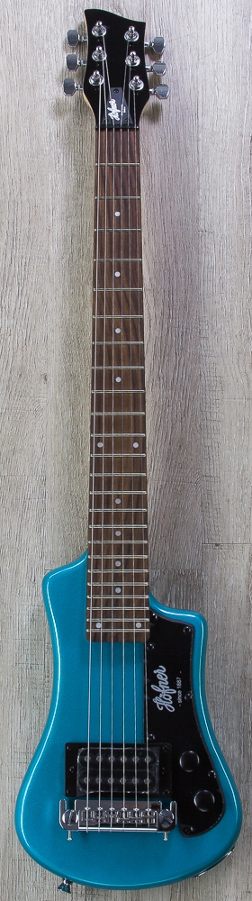 Hofner Shorty Electric Travel Guitar With Gig Bag Blue